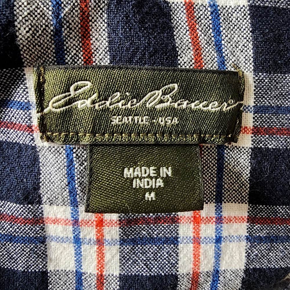 💐2/$25 Eddie Bauer Plaid Button-down Dress Cotton Shirt, size Medium